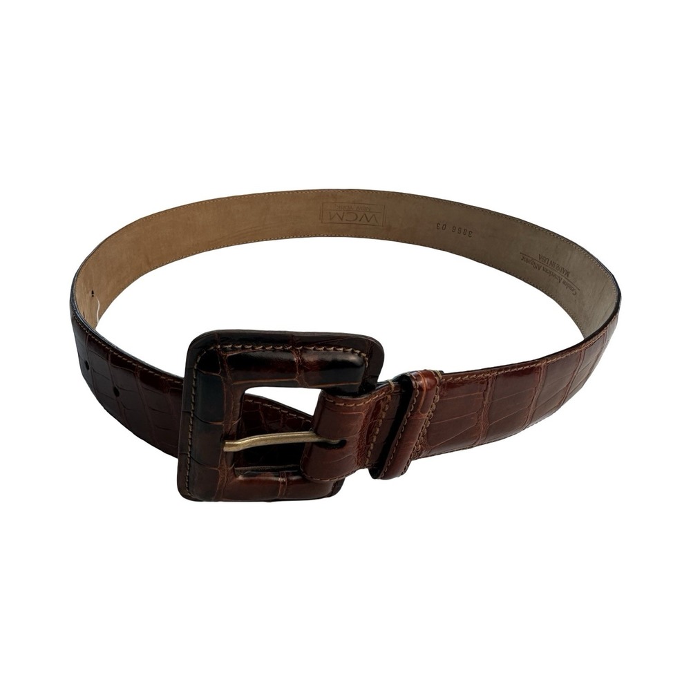 WCM New York Brown Genuine American Alligator Womens Wide Belt Small 3886 03